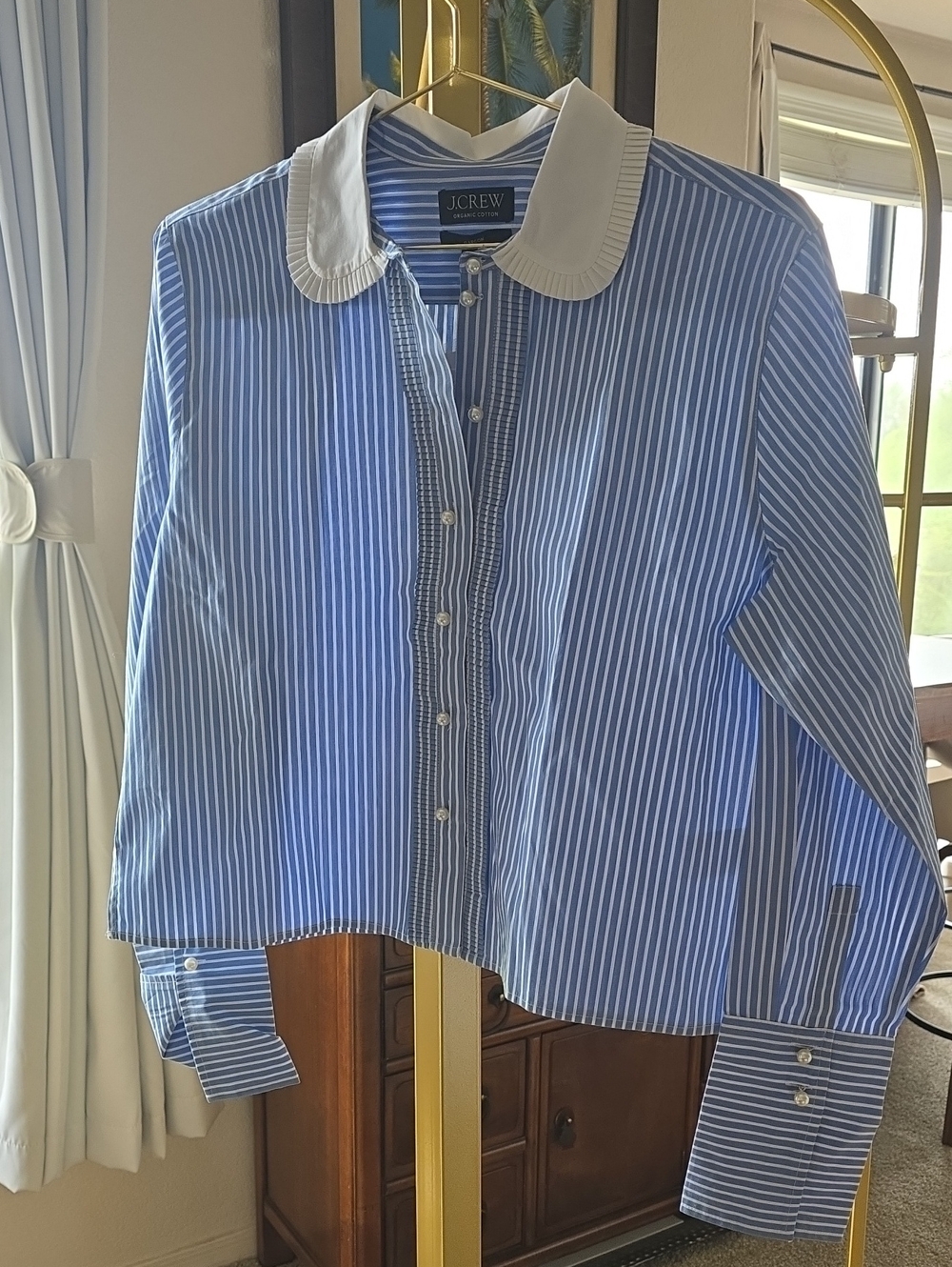 J crew Slight Cropped garçon shirt with pearl buttons in stripes Fun Cuff Size 6